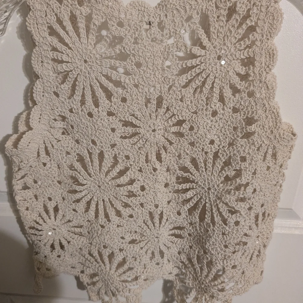POL Natalie Lace Crochet Crop Top Cream - Picture 9 of 10